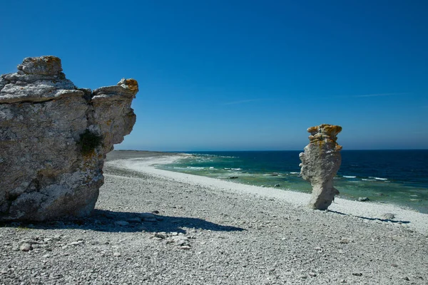 Fr Faroy island Sweden Gotland Rauk  Baltic  Bergman Island High rocks near the sea 