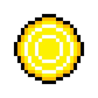 Altın piksel para. 8bit oyunun sarı sembolü