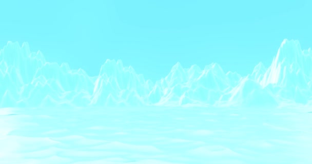 Снежная равнина на фоне ледяных гор — стоковое видео