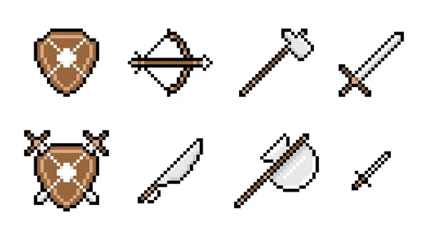 Armes médiévales à pixel tranchant — Image vectorielle