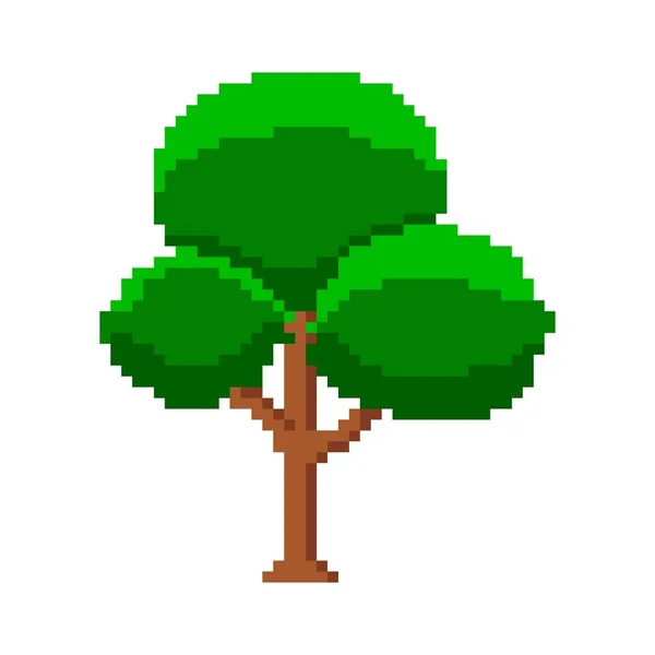 Buk Pikselowy Kulistymi Koronami Kolorowe Zielone Drzewo Dekoracyjnymi Półkolistymi Gałęziami — Wektor stockowy