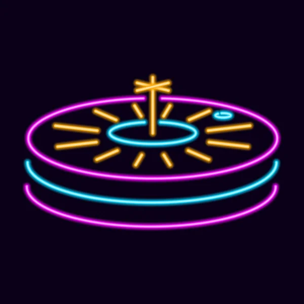 Neon játék rulett. Szerencsejáték-kerék világító csíkokkal — Stock Vector