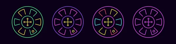 Neon game roulette top view — 스톡 벡터