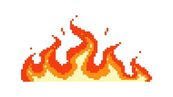 Grande flamme pixel. Vague napalm brûlant tout — Image vectorielle