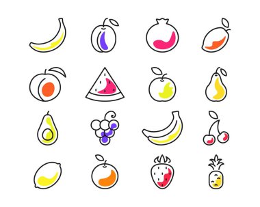 Renkli meyve çizgisi sanat simgeleri