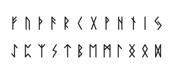 Skandinaviska Antika Runor Svarta Symboler För Bokstäver Esoteriska Tyskar Och — Stock vektor