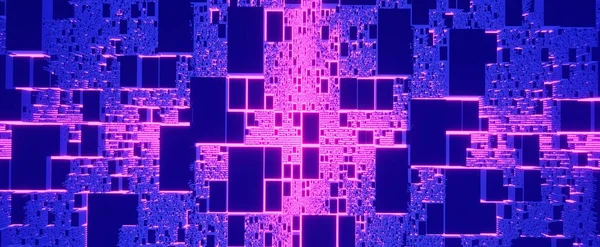 Placa de circuito digital futurista con brillo de neón —  Fotos de Stock