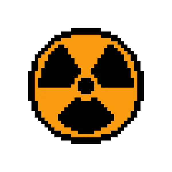 Pixelated radiation sign. Černý symbol radioaktivního nebezpečí se žlutým gradientem — Stockový vektor