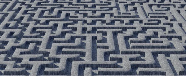 Stenantik realistisk labyrint. Marmor tom labyrint med 3D göra kalksten — Stockfoto