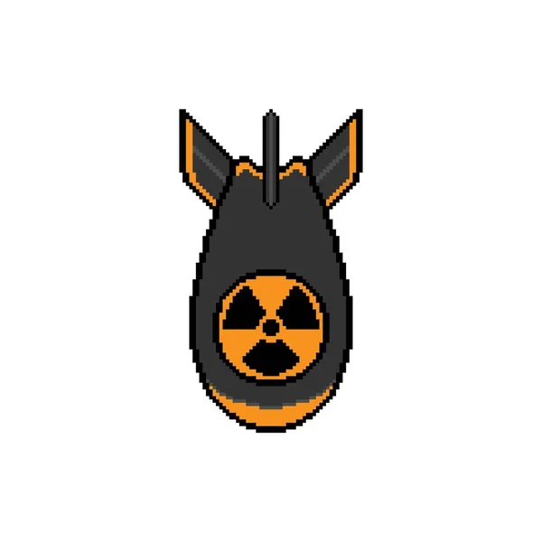 Flying pixel nuclear bomb. Radioactive thermonuclear weapon — Stockvektor