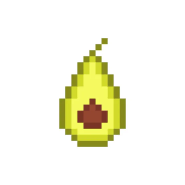 Pixel Die Hälfte Der Avocado Reifes Grünes Gemüse Mit Braunem — Stockvektor
