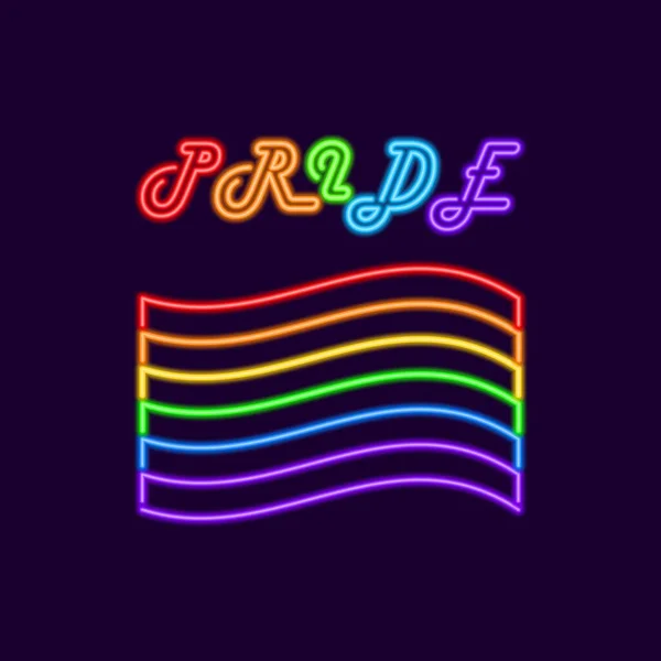 Rainbow Lgbt Pride Flag Neon Lines Colorful Glowing Wave Stripes — Stockový vektor