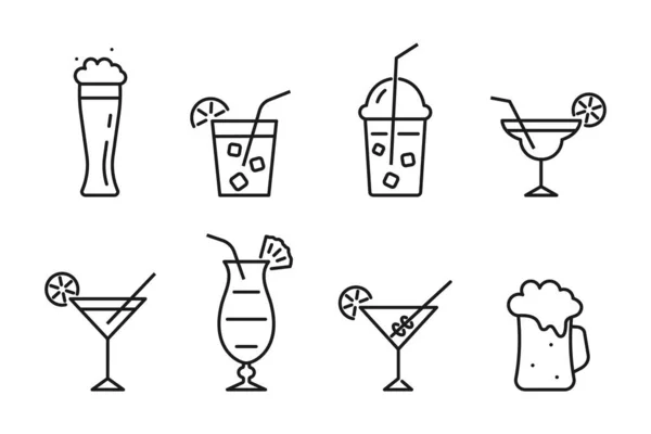 Black Cocktails Beer Icon Contour Drink Mugwith Irish Cream Figured — Stockvektor