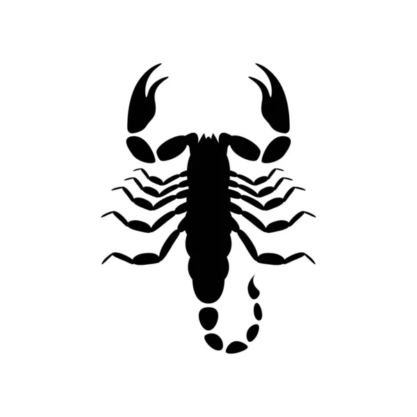 Black Silhouette Scorpion Dangerous Venomous Arachnid Large Claws Poisonous Vector — 스톡 벡터