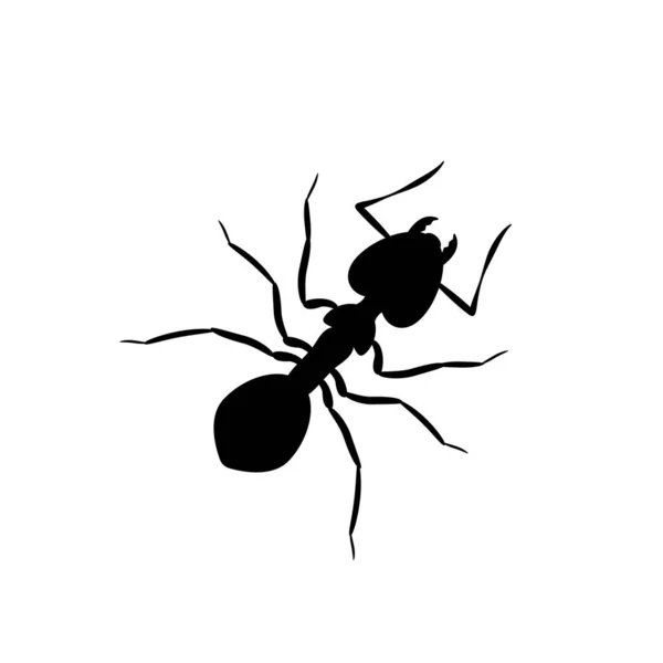 Big Black Ant Silhouette Insect Six Legs Powerful Jaws Eaten — 스톡 벡터