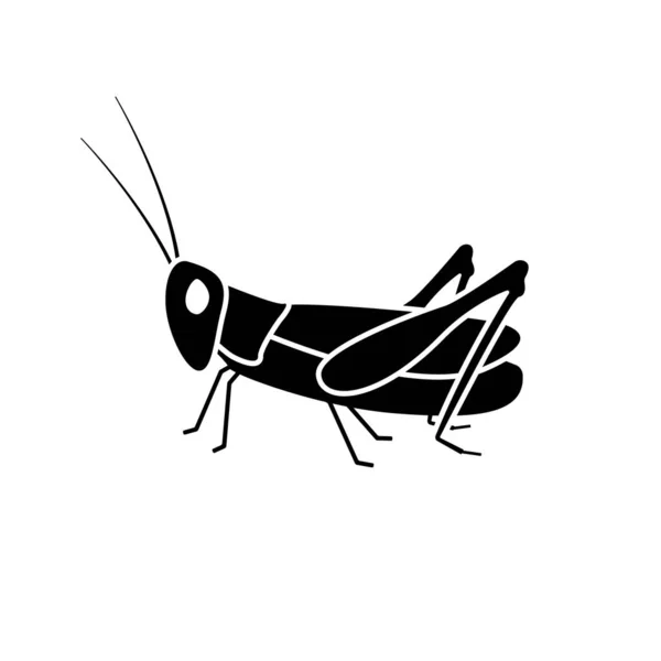 Black Silhouette Locust Huge Grasshopper Pest Large Antennae Powerful Paws — Vector de stock