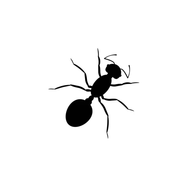 Black Ant Worker Silhouette Insect Six Legs Powerful Jaws Eaten — 스톡 벡터