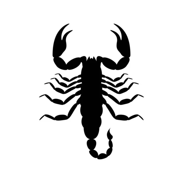 Poisonous Black Scorpion Silhouette Dangerous Venomous Arachnid Large Claws Aggression — 스톡 벡터
