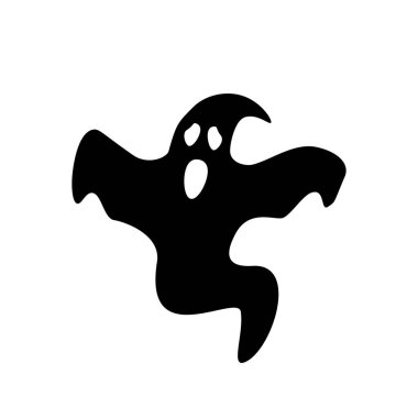 Scary black ghost silhouette. Creepy cursed spirit frightening and killing oncoming people. Gloomy element for halloween design and vector creative art