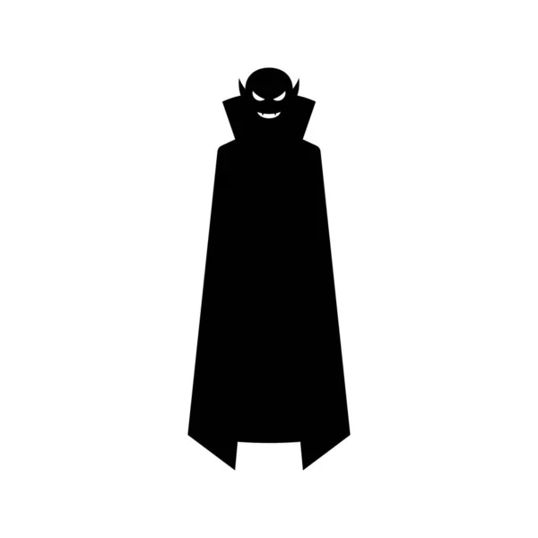 Sinister Vampire Long Cloak Silhouette Creepy Black Monster Fangs Smiles — Image vectorielle