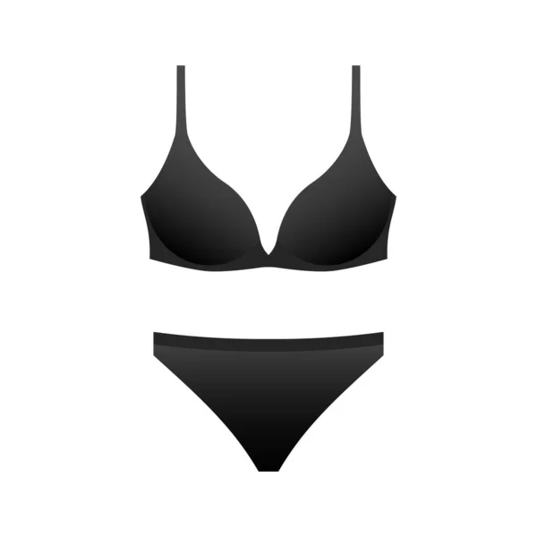 Black Female Panties Bra Template Elegant Sexy Lingerie Trendy Design — Stock Vector