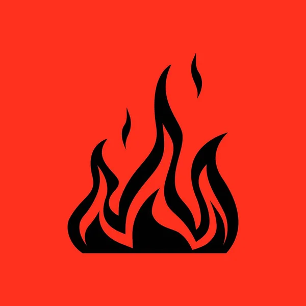 Kırmızı Yüzeyde Siyah Ateş Dilleri Daha Büyük Bir Kamp Ateşinin — Stok Vektör