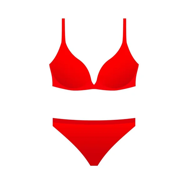 Red Female Panties Bra Template Underwear Sexy Lingerie Trendy Design — Stock Vector