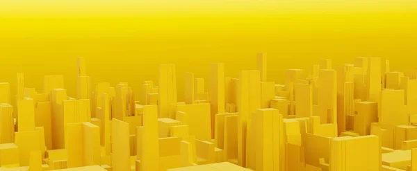 Fondo Metrópolis Abstracta Dorada Paisaje Urbano Amarillo Moderno Con Renderizado —  Fotos de Stock