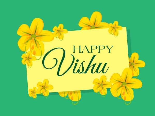 Happy Vishu Greetings April Kerala Festival Vishu Kani Vishu Flower — Stock Vector