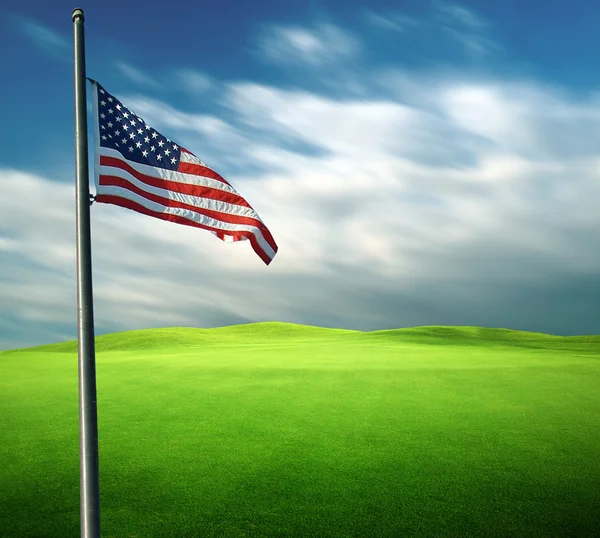 Bandeira americana em fotografia de longa exposição — Fotografia de Stock