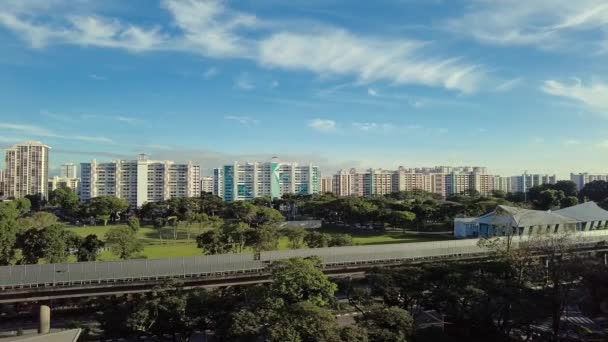 Timelapse Matutino Del Barrio Singapur Con Buen Tiempo Soleado Con — Vídeos de Stock