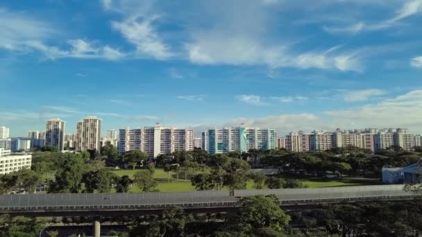 Timelapse Matutino Del Barrio Singapur Con Buen Tiempo Soleado Con — Vídeos de Stock