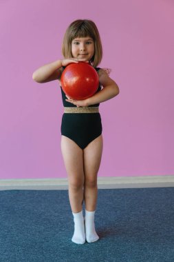 Future champion in rhythmic gymnastics. Childrens sports competitions. Childrens training