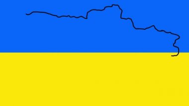 Ukrayna haritası çizimi el çizimi animasyon. Ukrayna 'nın yakın plan haritası. Ukrayna haritası. Ukrayna ana hatları