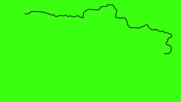 Mapa de las hostilidades en Ucrania sobre un fondo verde. Mapa animado de Ucrania. Esquema de Ucrania — Vídeos de Stock