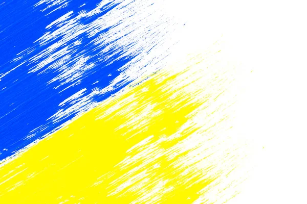 Bandeira da Ucrânia pintada com pincel no backkround branco — Fotografia de Stock