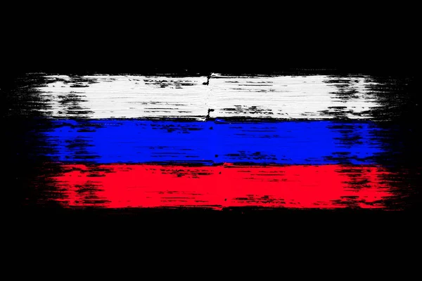 Flaga Rosji malowana pędzlem na czarnym tle — Zdjęcie stockowe