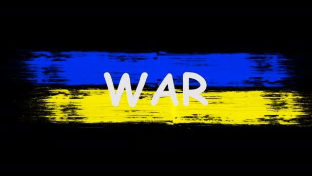Bandera de Ucrania con la prohibición de firmar sobre ella la guerra contra el negro — Vídeo de stock