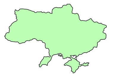 Beyaz arka planda Ukrayna 'nın yeşil haritası. Ukrayna Özeti