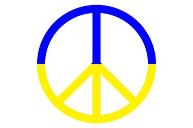 Mavi sarı dünya ikonu. Ukrayna 'da barış. Düz basit resim grafiği