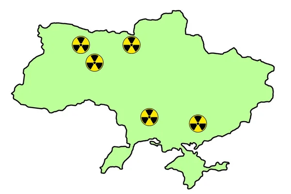 Carte des centrales nucléaires en Ukraine. Unités de puissance existantes des centrales nucléaires ukrainiennes — Photo