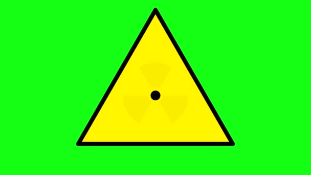 Flashing radiation sign in the form of a triangle. The risk of nuclear war and radiation pollution — Stock Video