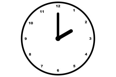 Siyah saat simgesi beyaz arkaplanda izole edilmiş siyah saat simgesi. Zaman simgesi