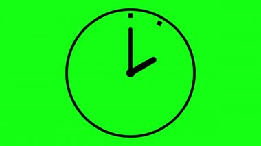 Saat animasyonu. Yeşil arka planda 12 saatlik döngü animasyonu. Stopwatch canlandırma simgesi
