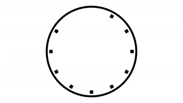 Reloj con flechas en movimiento sobre fondo blanco. Animación del reloj en animación de bucle de 12 horas — Vídeo de stock