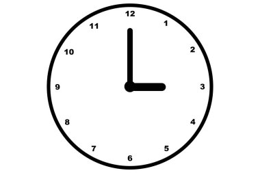 Siyah saat simgesi beyaz arkaplanda izole edilmiş siyah saat simgesi. Zaman simgesi