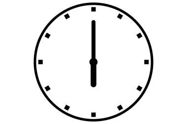 Siyah saat simgesi beyaz arkaplanda izole edilmiş siyah saat simgesi. Zaman simgesi