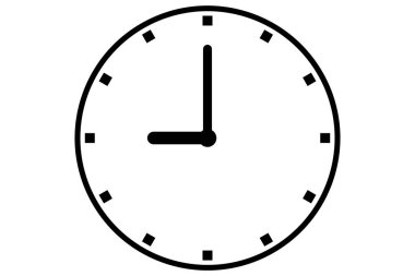 Beyaz arka planda yalıtılmış siyah saat simgesi