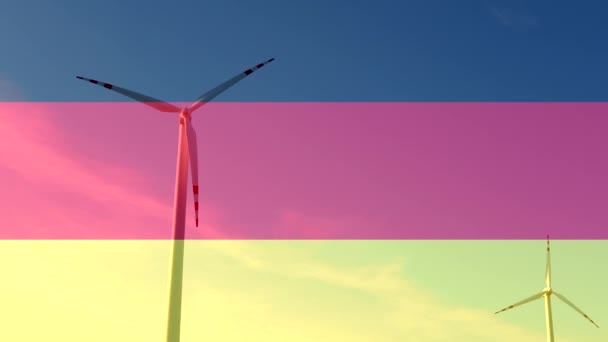 Wind energy farm against the background of the Germany flag — Vídeo de stock
