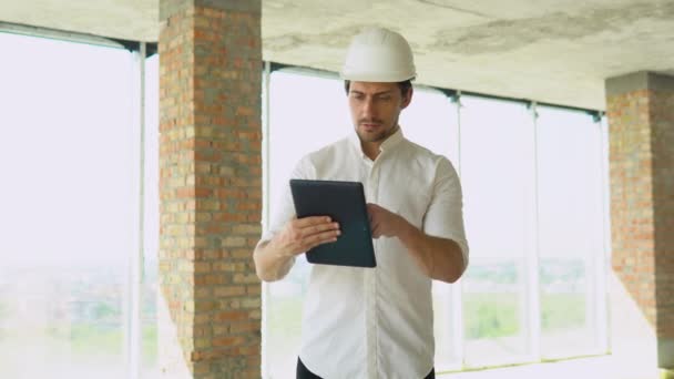 Engineer Developer Helmet Inspecting Building Builder Constructor Specialist Civil Engineer — 비디오